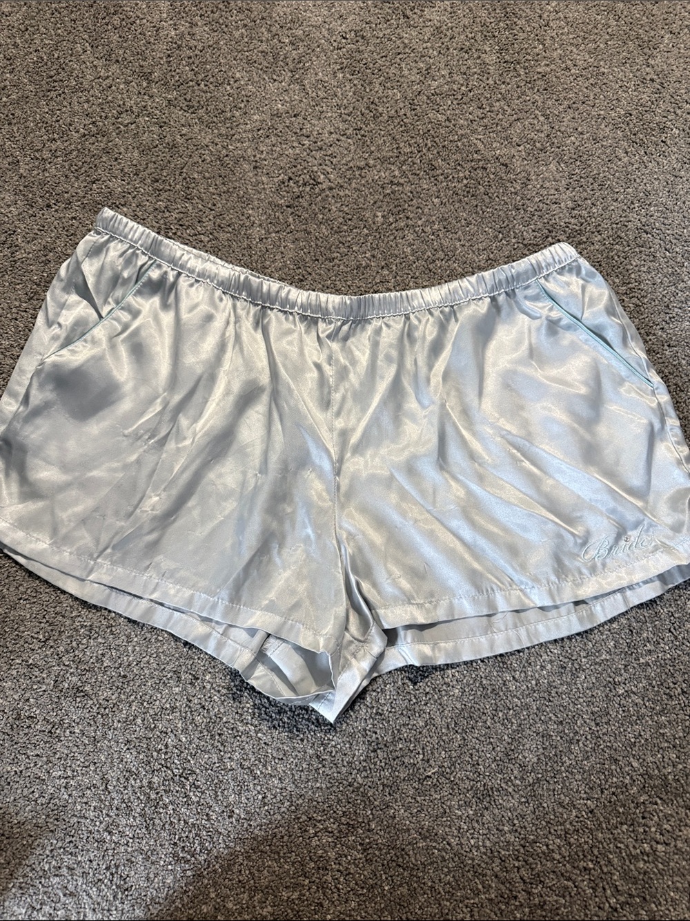 Bride Light Silver Satin Lounge Shorts